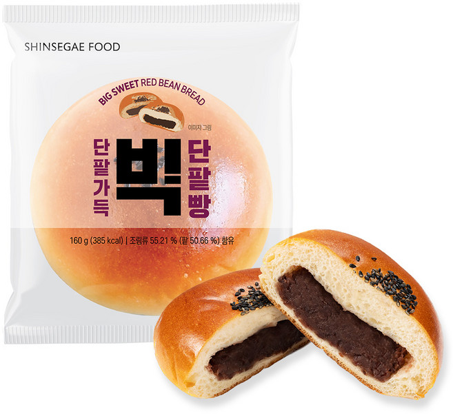 신세계푸드 밀크앤허니 빅 단팥빵 8개 세트, 신세계푸드 빅 단팥빵 8개 세트 (160g X 8개), 160g