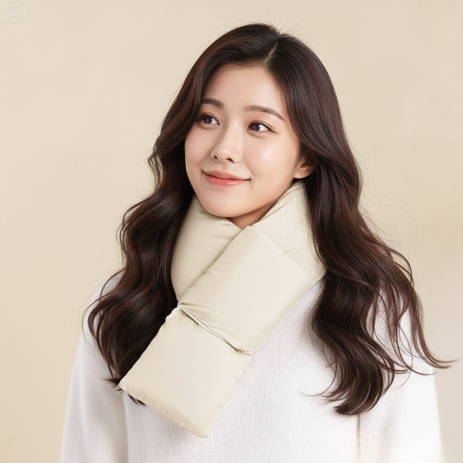 로우브 보들보들 후리스 패딩 양면 목도리