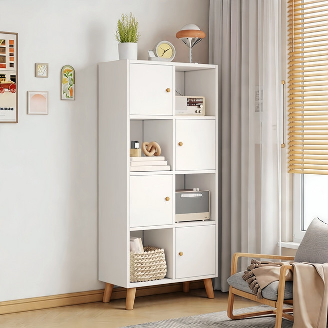 서재 대용량 책장 거실 다기능 수납 다층 수납장, 4단, 화이트