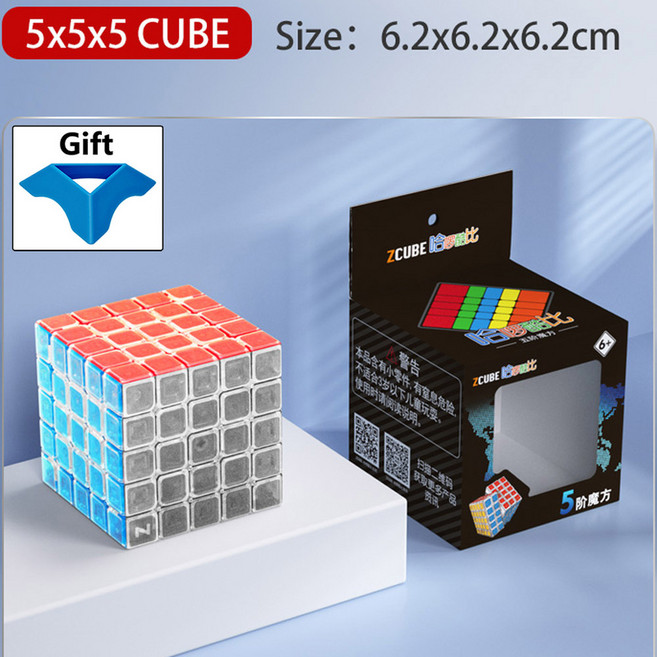 Zcube 투명 매직 큐브 가용 스피드 퍼즐 선물 3x3x3 2x2 4x4 5x5 피라미드, 5x5x5 Stickerless, 5x5x5 Stickerless