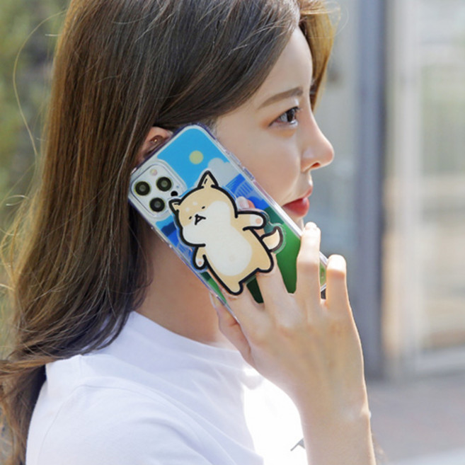 시안샵 TRY 실버벨 나들이시바 에폭시톡 클리어 에어쿠션 젤하드케이스 / 갤럭시S21 S10 5g A32 노트20 노트9 노트8 S9