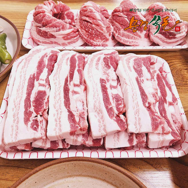 문경쑥돈 1+등급 냉장 생 삼겹살 구이용, 2개, 500g