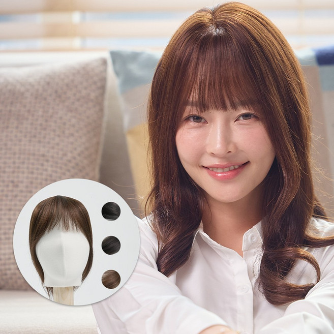 르베르띠 벨 인모 100% 25cm 앞머리 클래식 탑커버 시스루뱅 9x14cm, 1개, 자연블랙