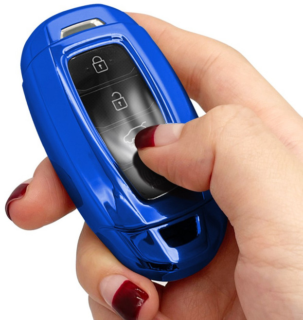 더조은셀러 그랜저 싼타페 코나 베뉴 아반떼 투싼 팰리세이드 벨로스터 쏘나타 풀커버 키홀더 키케이스 스마트키 클리어뷰 CV-05, 블루