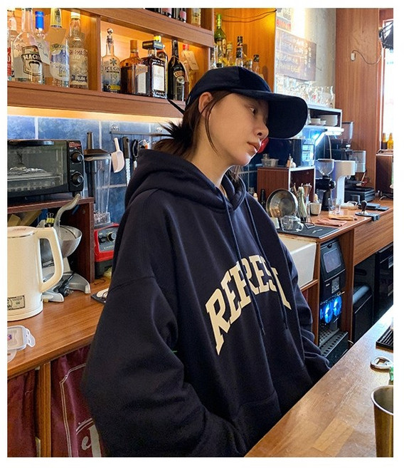 ANYOU 여성 오버사이즈 맨투맨 패션 빅사이즈 레터링 프린팅 후드티 데일리 부드러운 캐주얼 긴팔티