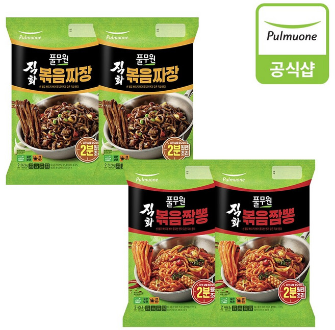 풀무원 직화 볶음짜장 2인X2개+직화 볶음짬뽕 2인X2개, 풀무원 직화 볶음짜장 2인X2개+직화 볶음짬뽕 2인X2, 1.84kg, 1세트