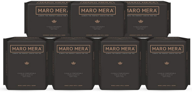마로메라 순면 생리대 날개형 대형 14p x 4팩 + 오버나이트 슈퍼롱 5p x 3팩, 1세트
