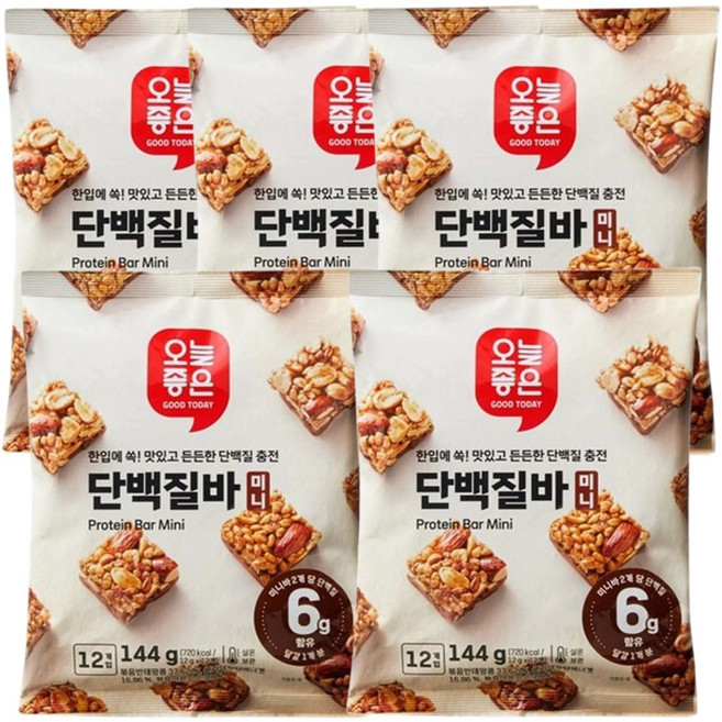 오늘좋은 단백질바 미니, 5개, 144g