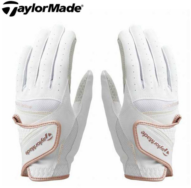 테일러메이드 TD310 여성용 인터크로스2.0 골프장갑 양손세트, 화이트/핑크