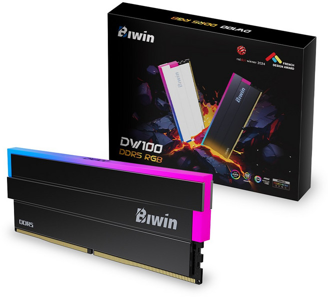 [공식수입사] Biwin DDR5-6000 CL30 DW100 RGB 블랙 패키지 (64GB(32Gx2)) 코잇, [BIWIN]B5DW100646030ER2G-CB013