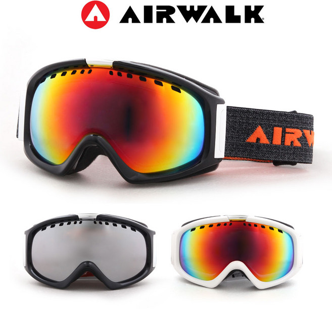 에어워크 AW-920 더블미러렌즈 보드 스키고글 안경병용, 블랙-멀티미러, 1개