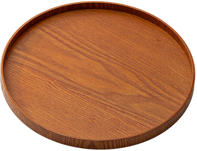 카빈스 원형 쟁반 나무 트레이, 1개, 원목
