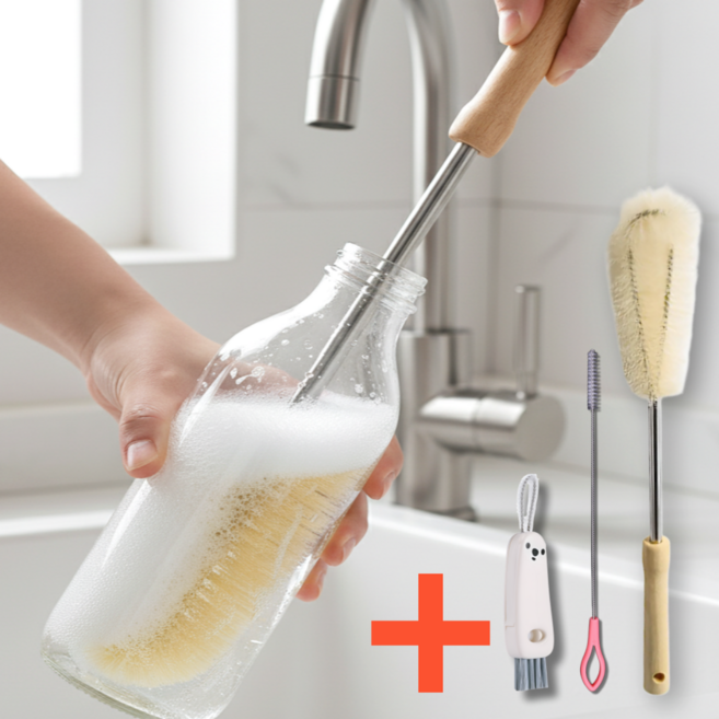 라인오브 텀블러 물병 틈새 빨대 세척솔, 1세트, 우드