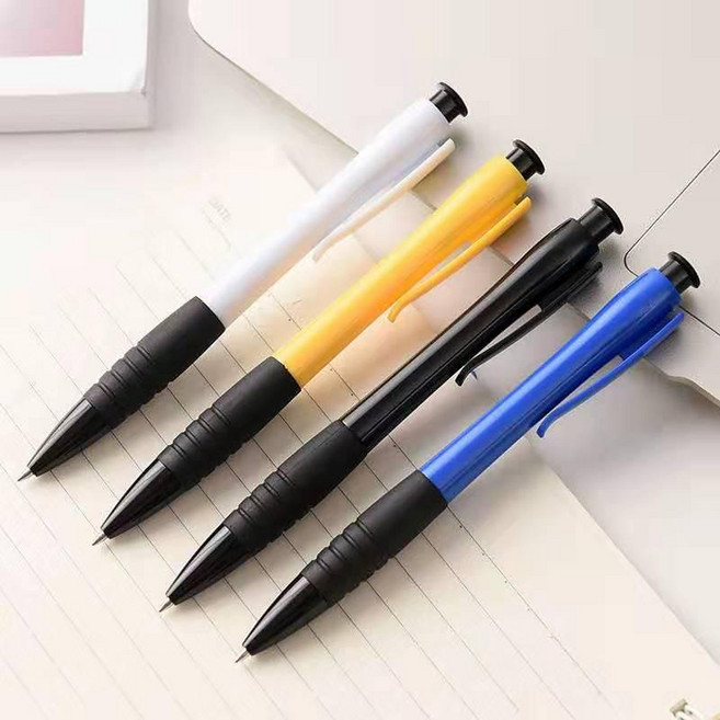 按動圓珠筆 0.5mm 原子筆 藍色, 藍色,100支筆, 1個