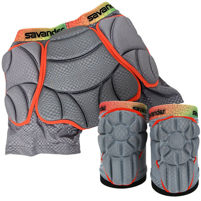 사반더 아동 어린이 스키 스노우보드 보호대 엉덩이 무릎세트, 그레이, 1개