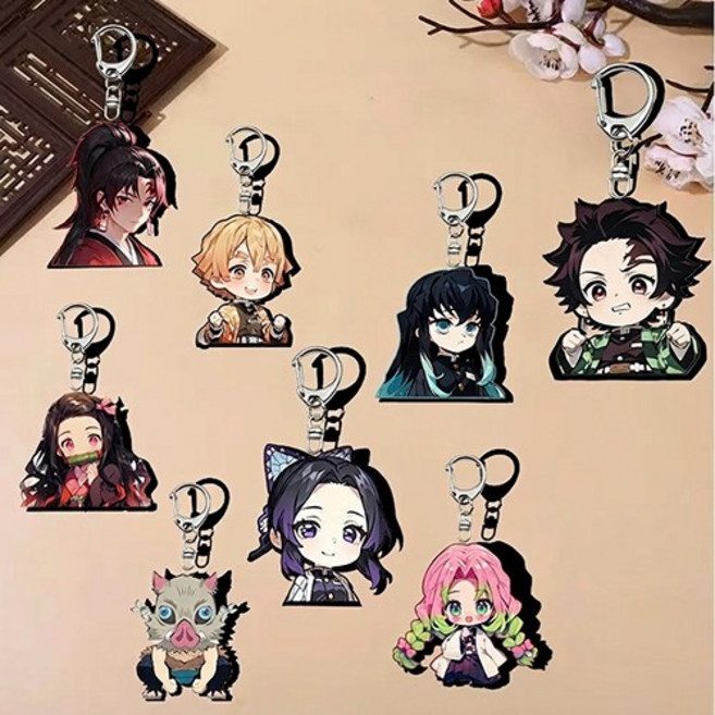 귀멸의 칼날 캐릭터 아크릴 8종 키링, 8개, 혼합
