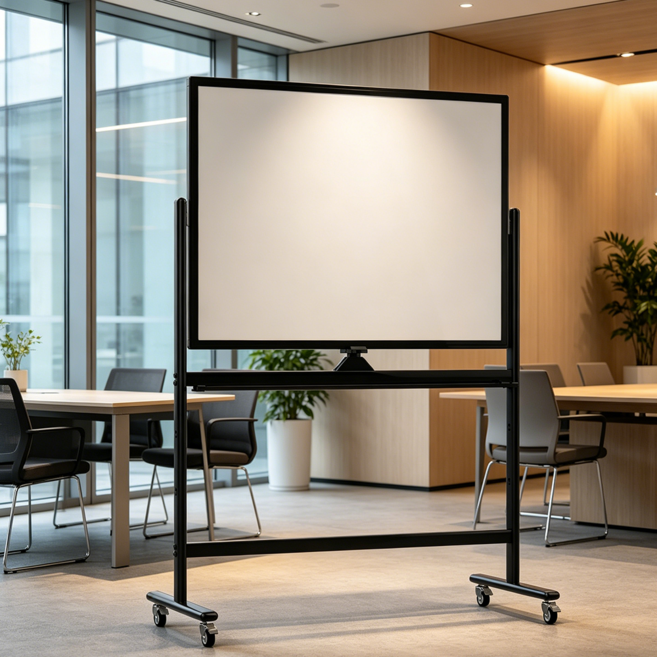 이동식 양면 자성 화이트보드 대형 360도 회전 높이 및 각도 조절 가능, 알루미늄 합금