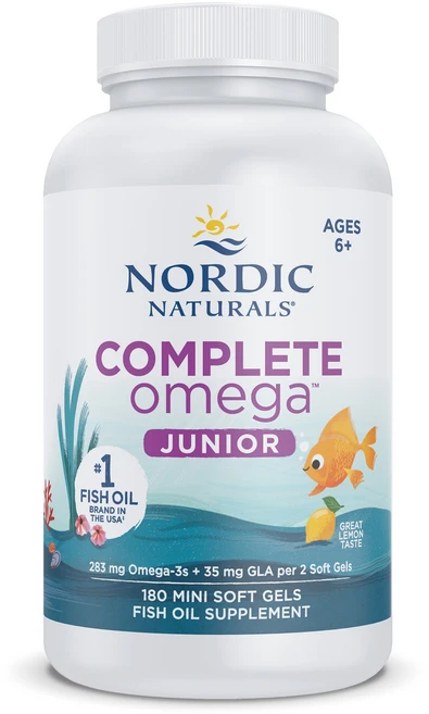 노르딕내츄럴스 컴플리트 주니어 어린이 오메가-3 283mg + GLA 35mg 레몬 미니 소프트 젤, 180정, 3개 - 쿠팡