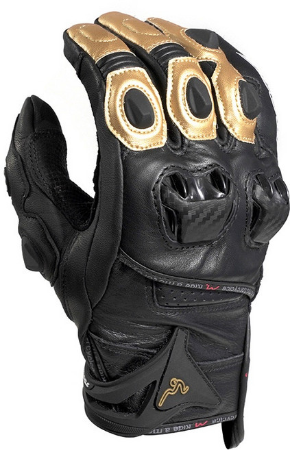 Ibuy部品 防摔手套 塑鋼護殼 真皮防摔手套 騎士手套 觸控 透氣 加長防護 碳纖維, 黑金,M