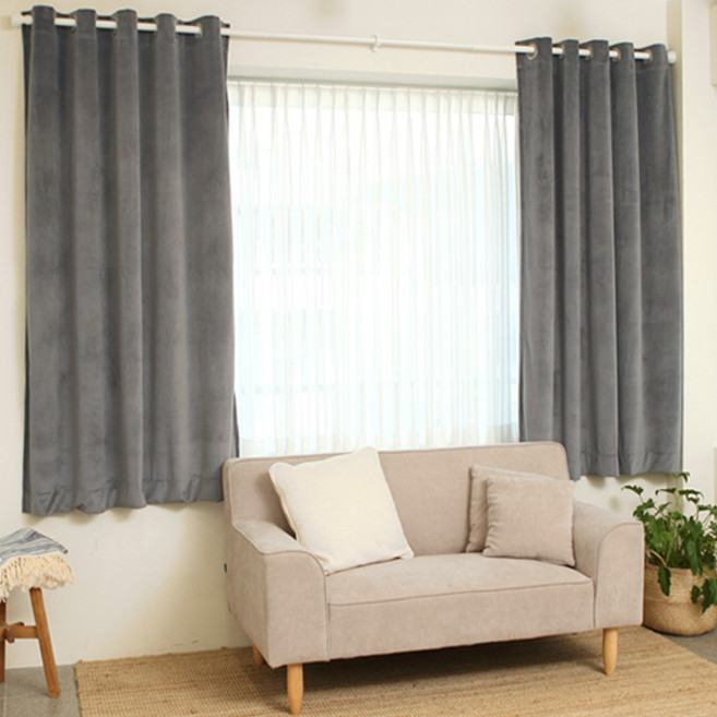 FREESPACE 티에드암막커튼(작은창)-애쉬그레이