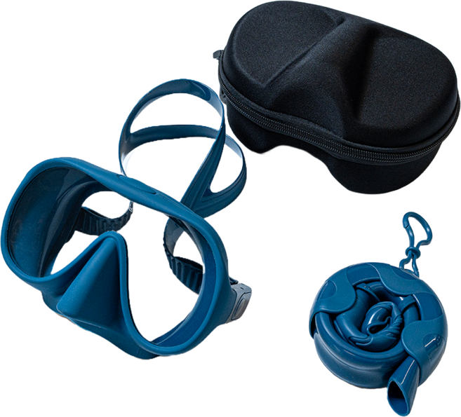 로드브릿지 일안식 스노클링 마스크 세트, 딥블루