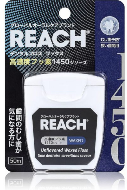 Reach 리치 1450 치실 166.3피트(50m) 불소 혼합 치간 청소기 왁스 처리 초보자용 (1) 칫솔 오랄 케어, 1개