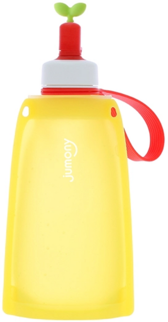 실리만 실리콘 어린이 물주머니 300ml 휴대용물병 등산용물병 실리콘물병, 하늘&레몬, 1개