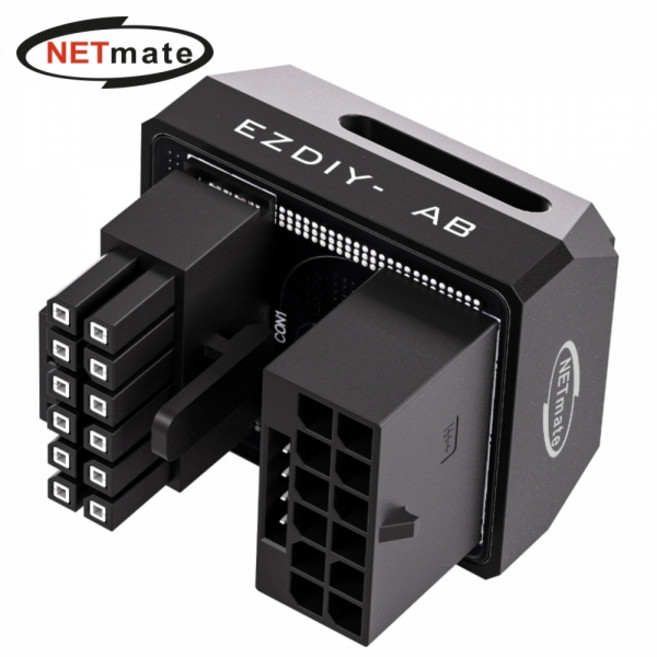 NETmate NM-DPI18928 600W 12V-2x6 변환 어댑터 블랙 STD 180도 꺾임 정방향 12VHPWR 호환 알루미늄 방열판 그래픽카드 U자형 전원, 1개