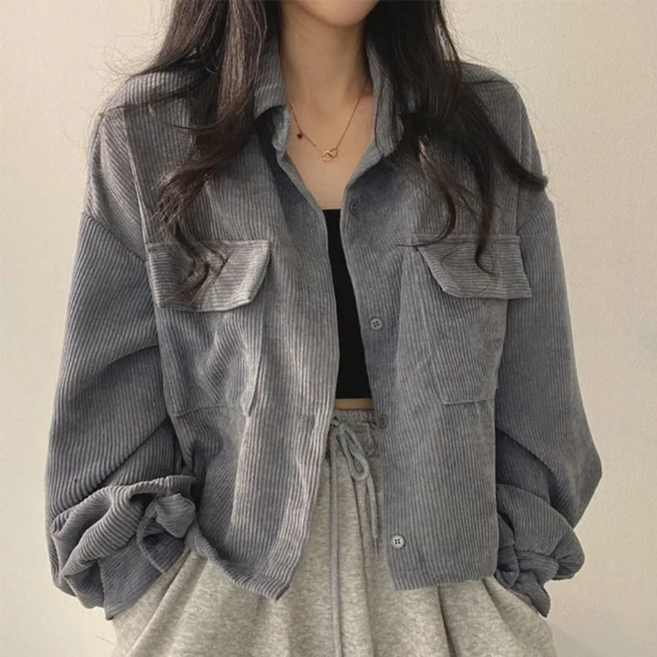 여성용 코듀로이 숏 캐주얼 자켓