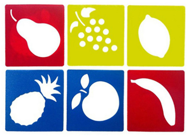 PJR 소형 스텐실판 과일 6종 세트 창의 미술 놀이 교구, 1개