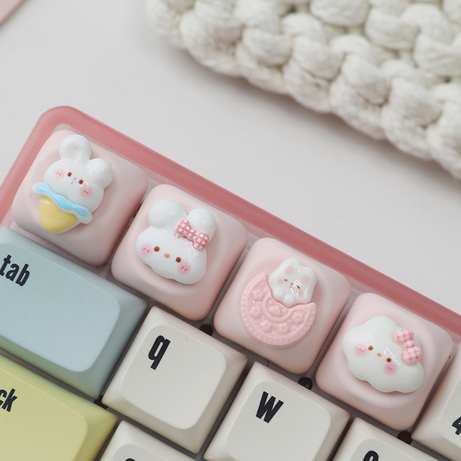 솔로핏 MOA 미니 토끼 롤리팝 키캡 핑크, 롤리팝 핑크, Pink