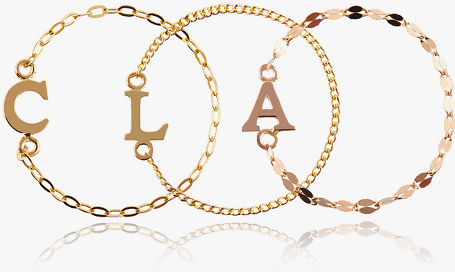 엘렌쥬얼리 14K 알파벳 레터링 체인 금 반지