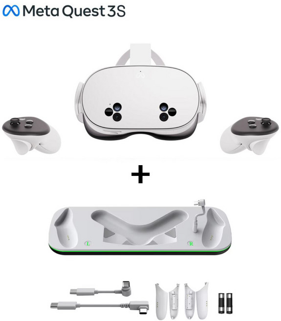 메타 퀘스트3S VR 헤드셋+충전독 포함 128GB 국내배송, META, 10cm