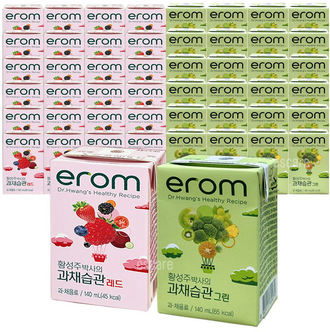 이롬 황성주박사의 과채습관 야채과일 2종 (레드 24팩+그린 24팩) 140ml/48팩, 48팩, 140ml
