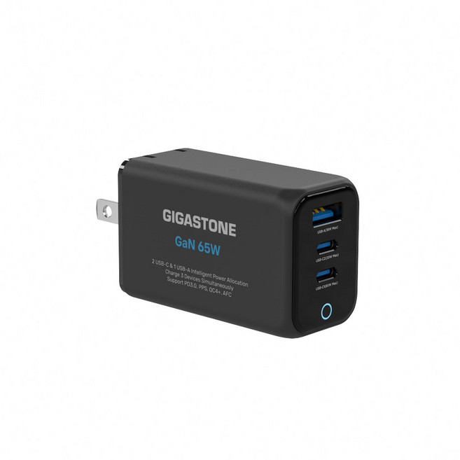 Gigastone 65W 氮化鎵GaN USB-C 三孔充電器 (PD-7657), 黑色, 1個