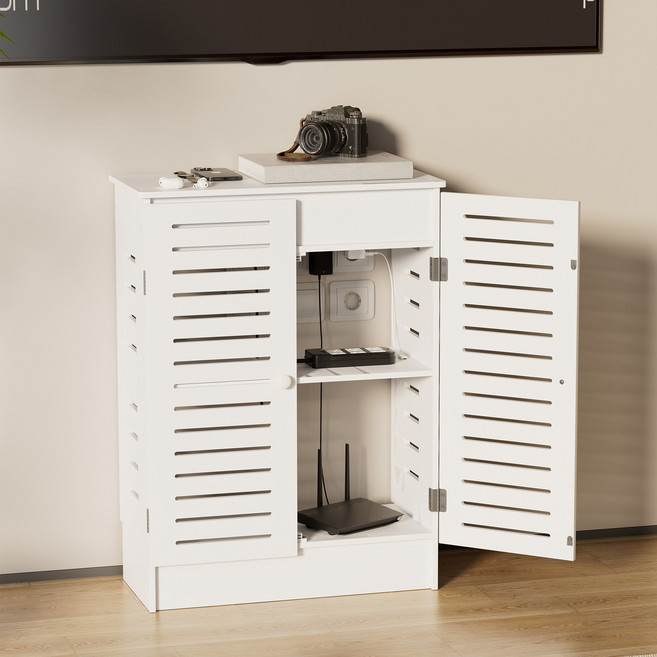 GAPINO 와이파이 공유기 셋톱박스 정리함 케이블 숨기기 정리함 스탠드 콘센트가리개, 1개, 화이트