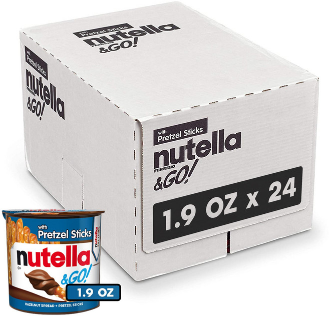 누텔라 & 고! 벌크 24팩 헤이즐넛 코코아 스프레드 프레 Nutella & GO! Bulk 24 Pack Hazelnut and Cocoa Spread with Pretzel, 1개, 53g