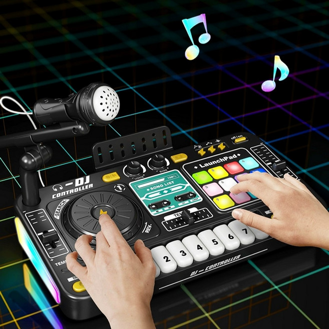 미니 디제잉 기계 휴대용 DJ 턴테이블 장비 입문용, 디제잉머신 화이트