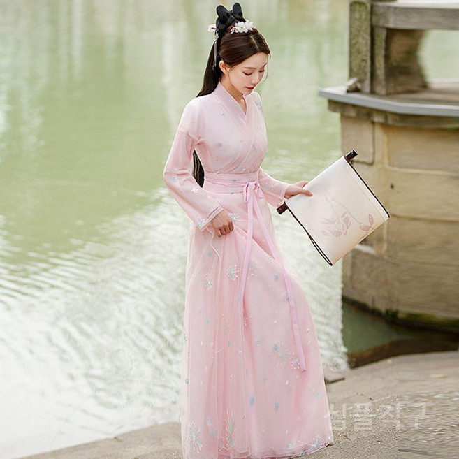 여성개량한복원피스 철릭 결혼식한복 드레스 오간자 풀치마 전통찻집 퓨전한복