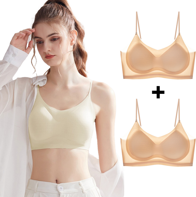 1+1 2장세트 일체형 패드 쾌적한 초슬림 에어핏 심리스 얇은끈브라 스트랩 브라탑 심리스브라 고퀄리티