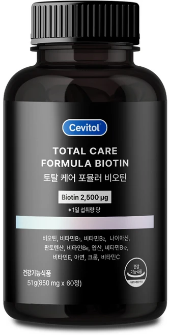 세비톨 토탈 케어 포뮬러 비오틴, 60정, 1개 - 쿠팡