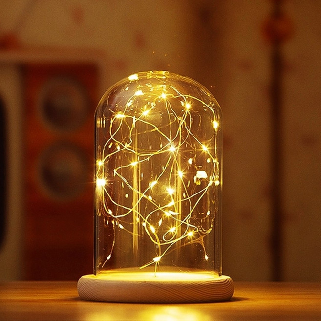 LED 유리돔 우드 DIY 만들기 재료 미니 무드등 부케말리기 와이어 글라스돔 꽃무드등 장미무드등 꽃조명 카네이션, LED 유리돔 세트 (개당가격) 쇼핑백 미포함