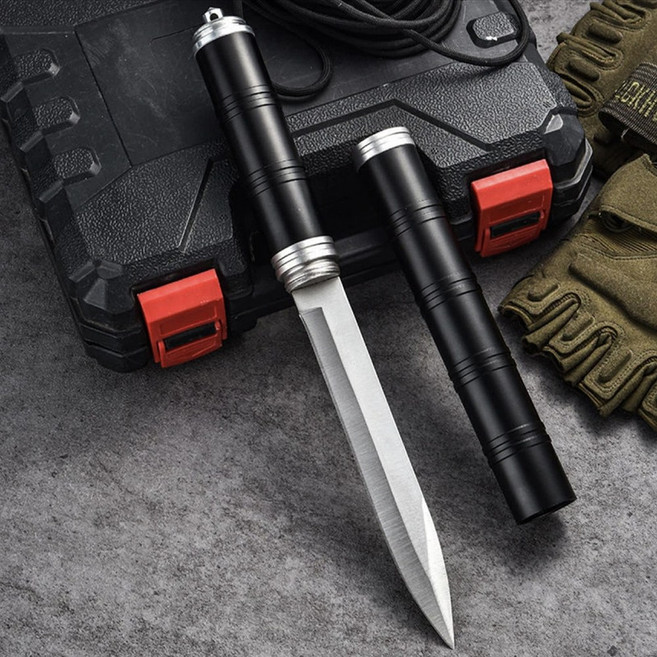 K538 곤봉 나이프 스틱형 캠핑 등산칼 삼단봉 재난용품, 단일색상(블랙), 1개