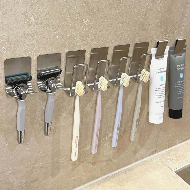 헤인느 무타공 올스텐 칫솔걸이 칫솔꽂이 세트, 1개, 4인용 (헤인느)