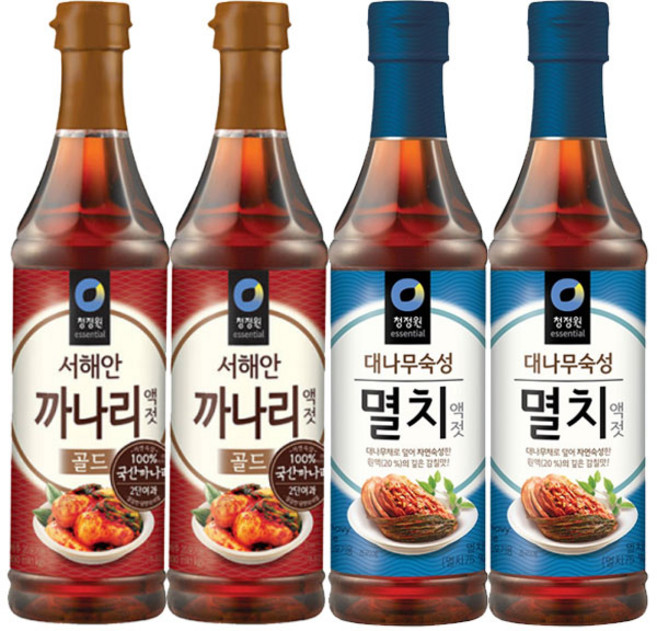 청정원 까나리 액젓 500g 2개 + 멸치액젓 500g 2개, 1세트