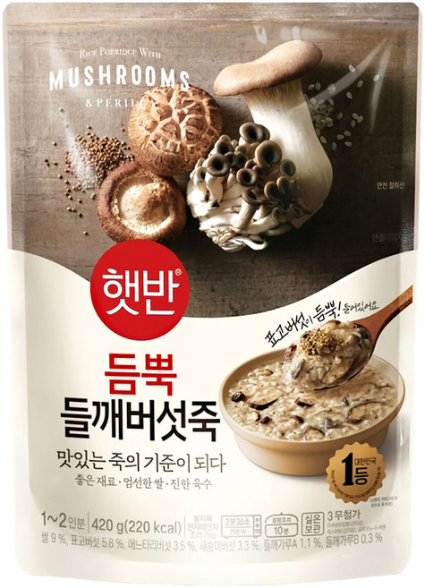 CJ제일제당 비비고 들깨 버섯죽 450gX7개, 420g, 1세트