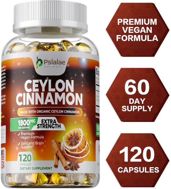 유기농 실론 계피 1800mg - 혈당 조절 및 체중 유지에 도움, 2개, 60정