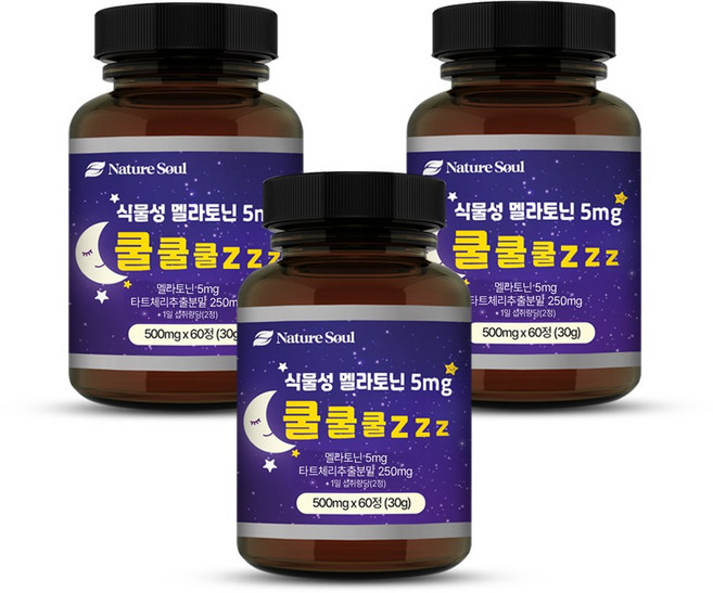 식물성 멜라토닌 5mg 쿨쿨쿨 zzz, 3개, 60정