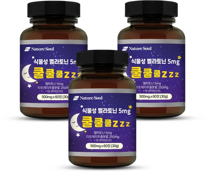 식물성 멜라토닌 5mg 쿨쿨쿨 zzz, 3개, 60정 - 쿠팡