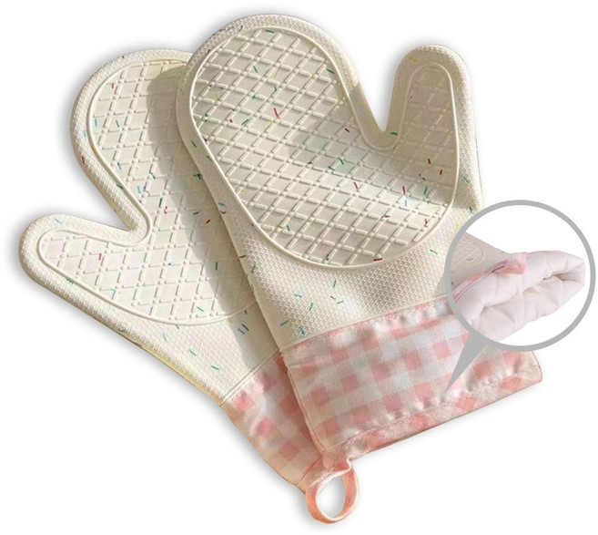 올라이프지 실리콘 냄비 오븐 장갑 양손 내열 주방 2P, 1세트, 아이보리